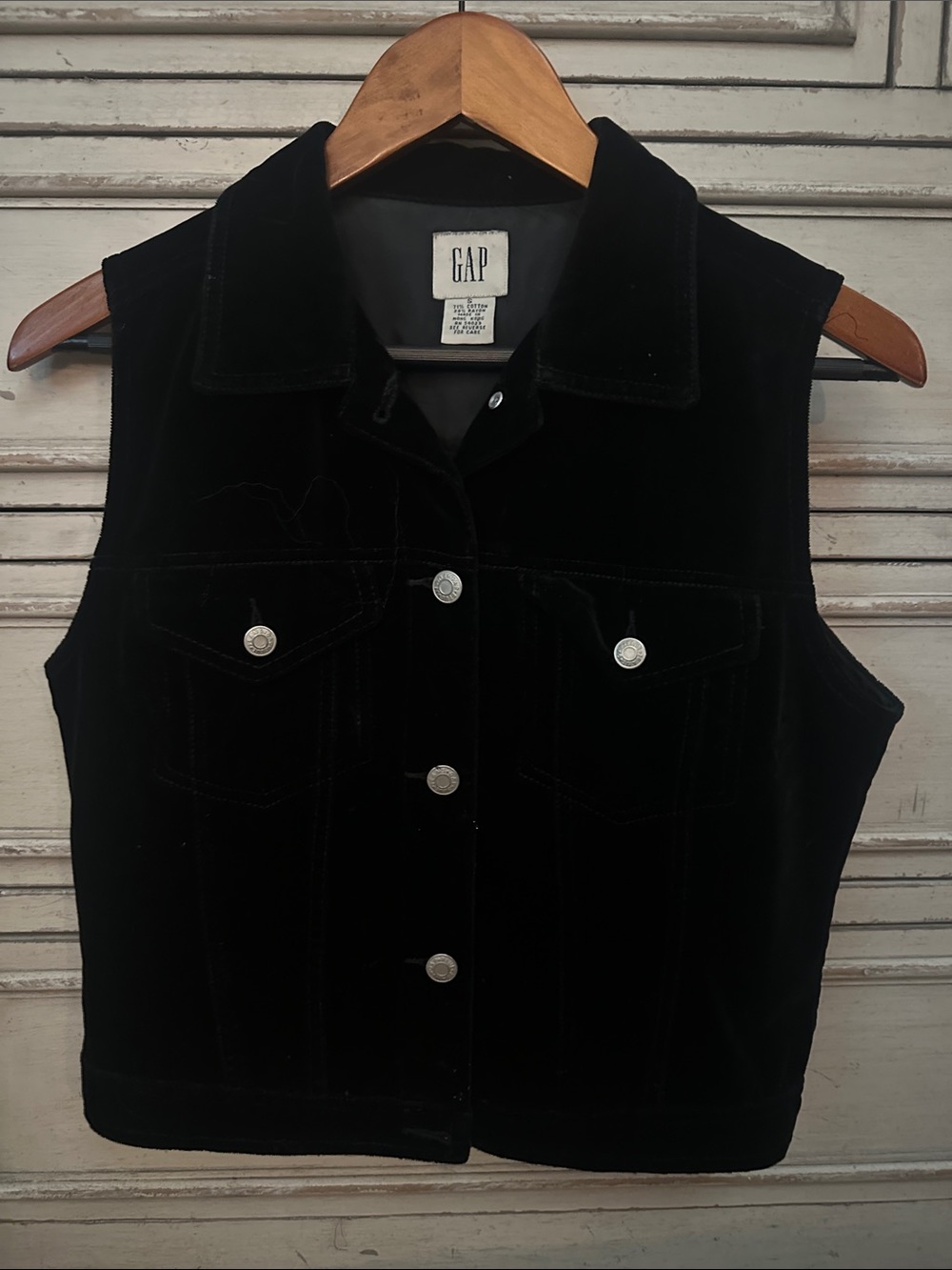 GAP Vintage 90's Black Velvet Button-Up Vest